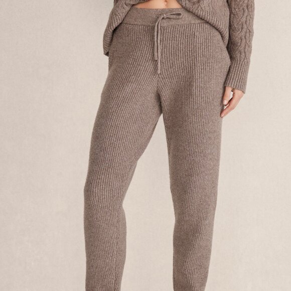 Haven Well Within Women's Size Small Brown Organic Cotton Blend Ribbed Joggers - Picture 1 of 7